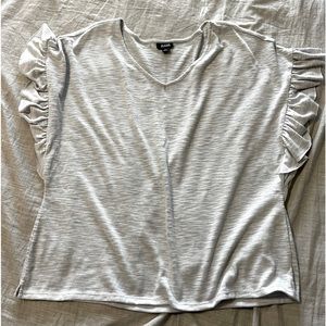 Large neutral grey blouse with ruffles